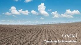 Presentation with land - PPT theme having agricultural land - black ploughed field under blue background and a gray colored foreground