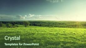  Presentation with forest beautiful spring nature - Beautiful presentation theme featuring agricultural land - field of spring grass backdrop and a tawny brown colored foreground