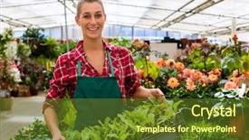  Presentation with nursery - Slide deck consisting of agricultural marketing - female florist or gardener background and a tawny brown colored foreground