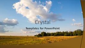  Presentation with agricultural - PPT theme enhanced with agricultural meadow under cloudy sky autum landscape background and a light blue colored foreground