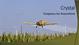  Presentation with crops - Amazing theme having agricultural plane dusts crops backdrop and a light blue colored foreground