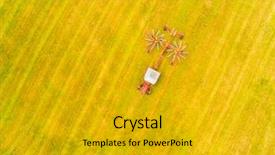  Presentation with hay field - PPT theme having agricultural production from above agriculture background and a gold colored foreground