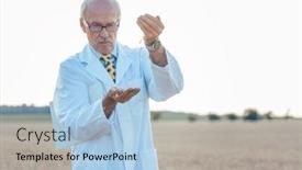  Presentation with agricultural - Slides having agricultural-scientist-looking-for-quality background and a light blue colored foreground