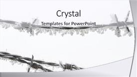  Presentation with barbed wire fence prison concept - PPT theme having agricultural security - barbed wire fence detail background and a sky blue colored foreground