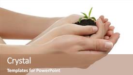  Presentation with mother child - Audience pleasing presentation design consisting of agricultural security - child and mother holding soil backdrop and a coral colored foreground