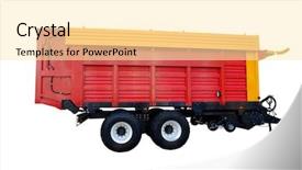  Presentation with agricultural - Colorful presentation enhanced with agricultural trailer isolated backdrop and a blonde colored foreground