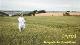  Presentation with agronomist - Cool new PPT layouts with agricultural wireless - agronomist using digital tablet backdrop and a tawny brown colored foreground