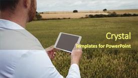  Presentation with agronomist - Audience pleasing presentation design consisting of agricultural wireless - agronomist using digital tablet backdrop and a tawny brown colored foreground