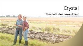  Presentation with digital farm - Slides consisting of agricultural wireless - farmers discussing over digital tablet background and a white colored foreground