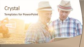  Presentation with digital farm - Slides featuring agricultural wireless - farmers using digital tablet background and a cream colored foreground