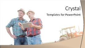  Presentation with digital farm - Presentation theme enhanced with agricultural wireless - farmers with digital tablet discussing background and a  colored foreground