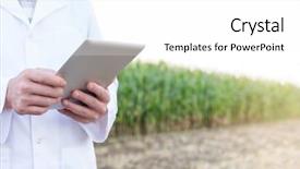  Presentation with digital farm - Cool new presentation theme with agricultural wireless - midsection of mature scientist using backdrop and a white colored foreground