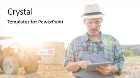  Presentation with digital farm - Audience pleasing PPT theme consisting of agricultural wireless - senior farmer using digital tablet backdrop and a white colored foreground