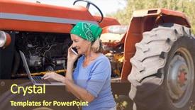  Presentation with laptop - PPT layouts featuring agricultural wireless - woman using laptop while talking background and a tawny brown colored foreground