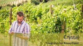  Presentation with man relaxing on massage table - Slide set featuring agricultural wireless - young man using digital tablet background and a gold colored foreground