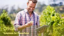  Presentation with wireless - Amazing PPT layouts having agricultural wireless - young man with digital tablet backdrop and a tawny brown colored foreground