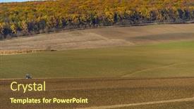  Presentation with modern agriculture icons and field - PPT layouts featuring agricultural-work-in-the-field background and a tawny brown colored foreground