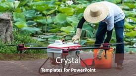  Presentation with agricultural - Presentation theme consisting of agricultural-worker-in-green-uniform background and a tawny brown colored foreground