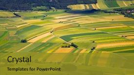  Presentation with aerial - Beautiful presentation design featuring agriculture - aerial view of agricultural fields backdrop and a gold colored foreground