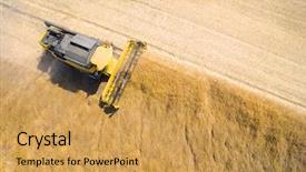 Presentation with aerial - Slide deck enhanced with agriculture - aerial view of combine harvester background and a yellow colored foreground
