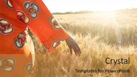  Presentation with african sunset - Amazing presentation design having agriculture - african woman in traditional clothes backdrop and a gold colored foreground