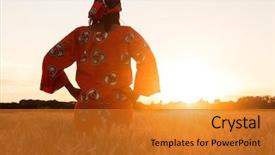  Presentation with african sunset - Slides with agriculture - african woman in traditional clothes background and a gold colored foreground