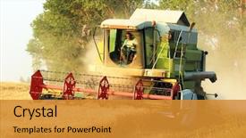  Presentation with agriculture field - Slide deck consisting of agriculture - agricultural combine in a field background and a gold colored foreground