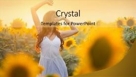  Presentation with sunflowers - PPT theme consisting of agriculture - beautiful young woman background and a blonde colored foreground