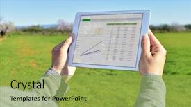  Presentation with computer agriculture - Cool new theme with agriculture - closeup of a young farmer backdrop and a yellow colored foreground