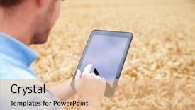  Presentation with using digital tablet - Slide deck with agriculture - farmer using digital tablet background and a lemonade colored foreground