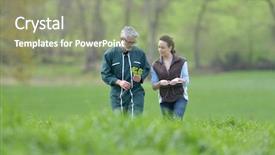  Presentation with agronomist - Presentation theme featuring agriculture - farmer with agronomist walking background and a seafoam green colored foreground