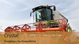  Presentation with agriculture field - PPT layouts consisting of agriculture - green red working harvesting combine background and a gold colored foreground
