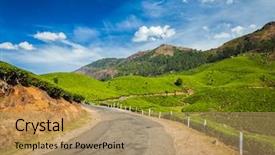  Presentation with green travel - Audience pleasing PPT theme consisting of indian agriculture - kerala india travel background backdrop and a coral colored foreground