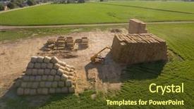  Presentation with agriculture field - Beautiful theme featuring agriculture - large haystacks in a field backdrop and a tawny brown colored foreground