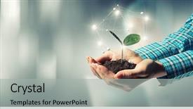 Presentation with agriculture technology - Presentation theme enhanced with agriculture - nature and technology interaction background and a light gray colored foreground