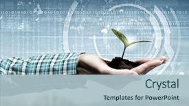  Presentation with agriculture technology - Amazing presentation design having agriculture - nature and technology interaction backdrop and a light blue colored foreground