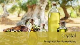  Presentation with olive tree - Presentation design featuring agriculture - olive oil and berries are background and a yellow colored foreground