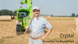  Presentation with agriculture field - Slides consisting of agriculture - portrait of a smiling farmer background and a coral colored foreground