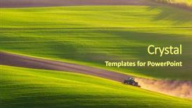  Presentation with plowing - Slide deck enhanced with agriculture - sunset light over plowing tractor background and a tawny brown colored foreground