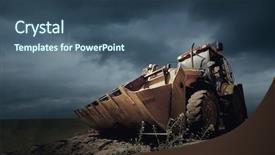  Presentation with tractor - PPT theme consisting of agriculture - yellow tractor on sky background background and a ocean colored foreground