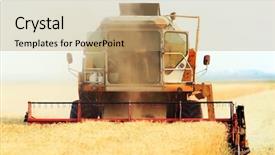  Presentation with automation - Colorful slide set enhanced with agriculture automation - agricultural combine in a field backdrop and a coral colored foreground