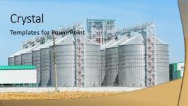  Presentation with elevator - Beautiful PPT layouts featuring agriculture automation - grain elevator on sunny day backdrop and a light blue colored foreground