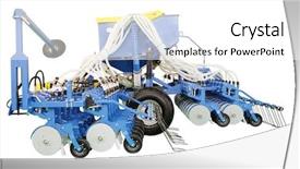  Presentation with agriculture mechanization irrigation machine - Theme featuring agriculture automation - image of agricultural machine background and a  colored foreground