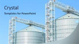 Presentation with modern agriculture - Amazing PPT layouts having agriculture automation - modern grain elevator backdrop and a light blue colored foreground