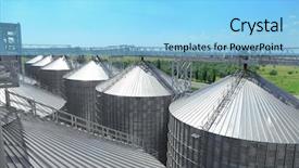  Presentation with modern agriculture - PPT theme consisting of agriculture automation - modern grain elevator background and a light blue colored foreground
