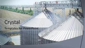  Presentation with elevator - Slide deck having agriculture automation - modern grain elevator background and a light blue colored foreground
