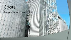  Presentation with elevator - PPT layouts consisting of agriculture automation - territory of modern grain elevator background and a light blue colored foreground