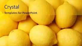  Presentation with lemons - PPT theme featuring agriculture backgrounds - wet lemons as background background and a gold colored foreground