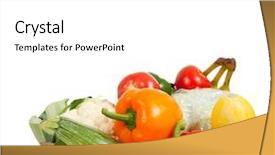  Presentation with brown paper sack - Beautiful presentation design featuring agriculture banan - paper grocery sack with vegetables backdrop and a white colored foreground