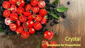  Presentation with agriculture - Presentation theme with agriculture caisin - cherry tomatoes with raisins arranged background and a tawny brown colored foreground